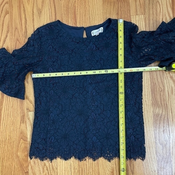 NANETTE LEPORE Lace Top Ruffle Sleeve Blouse Top Shirt Blue Women's Size Small - Picture 11 of 12